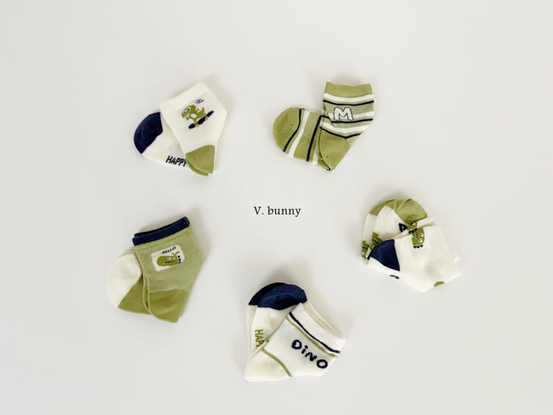 V Bunny - Korean Children Fashion - #littlefashionista - Dino M Socks Set - 3