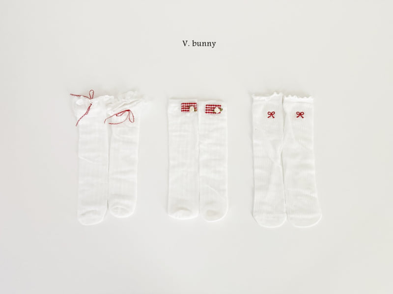 V Bunny - Korean Children Fashion - #littlefashionista - Red Point Socks Set - 10