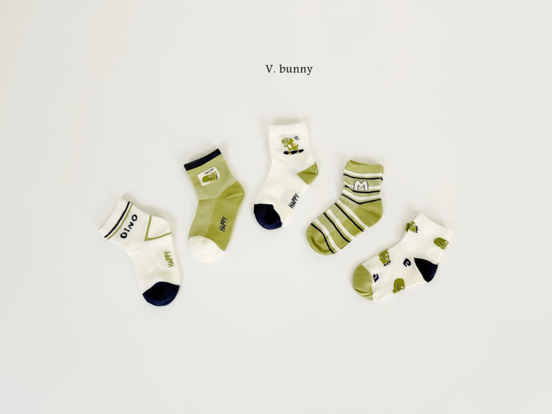 V Bunny - Korean Children Fashion - #littlefashionista - Dino M Socks Set - 4