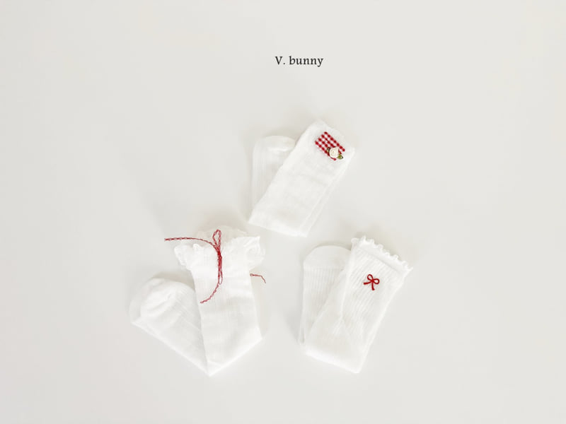 V Bunny - Korean Children Fashion - #magicofchildhood - Red Point Socks Set - 11