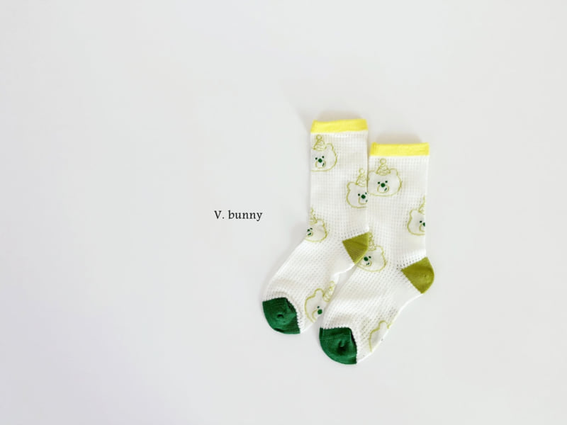 V Bunny - Korean Children Fashion - #prettylittlegirls - Stripe Bear Socks Set - 5