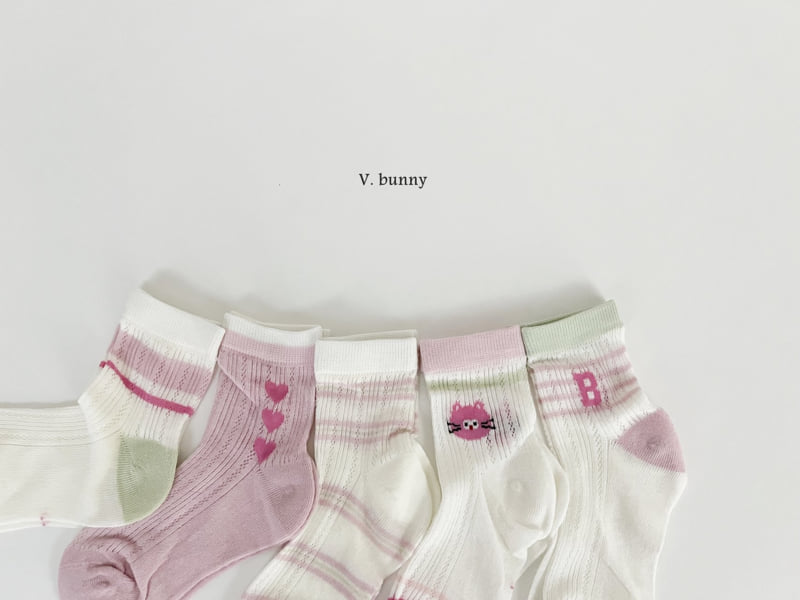 V Bunny - Korean Children Fashion - #stylishchildhood - Heart Bee Socks Set - 10