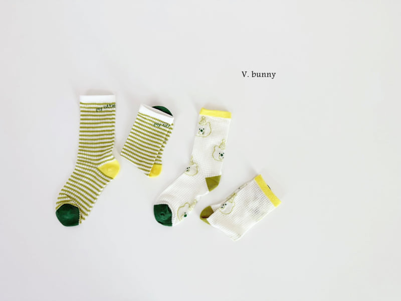 V Bunny - Korean Children Fashion - #stylishchildhood - Stripe Bear Socks Set - 8