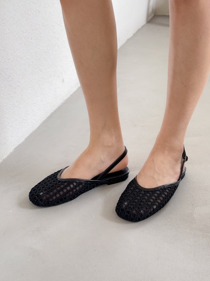 Vade - Korean Women Fashion - #womensfashion - Honeycomb Mesh See-through Flats - 4