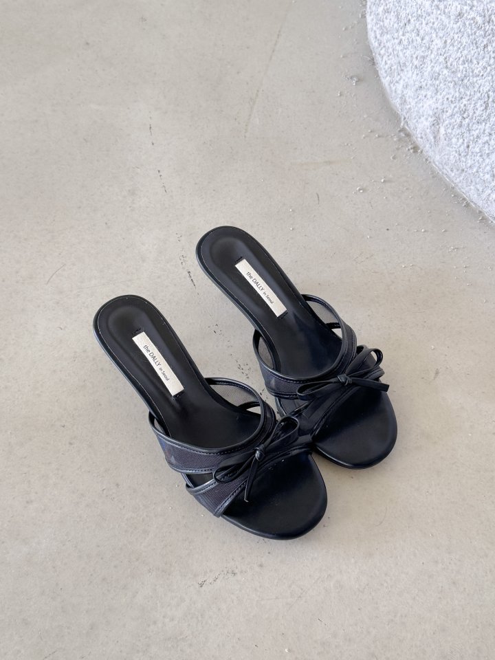 Vade - Korean Women Fashion - #momslook - Round Ribbon Mesh Mule - 6