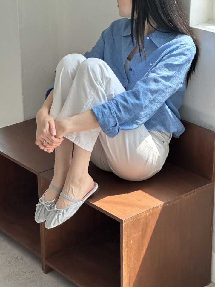 Vade - Korean Women Fashion - #momslook - Slim Round Ribbon Bloafer Flats   - 3