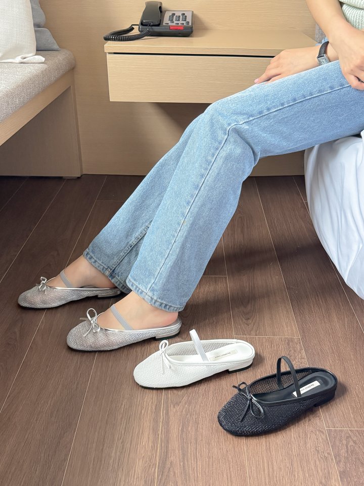 Vade - Korean Women Fashion - #pursuepretty - Basic Mesh Bloafer Flat Ribbon   - 2