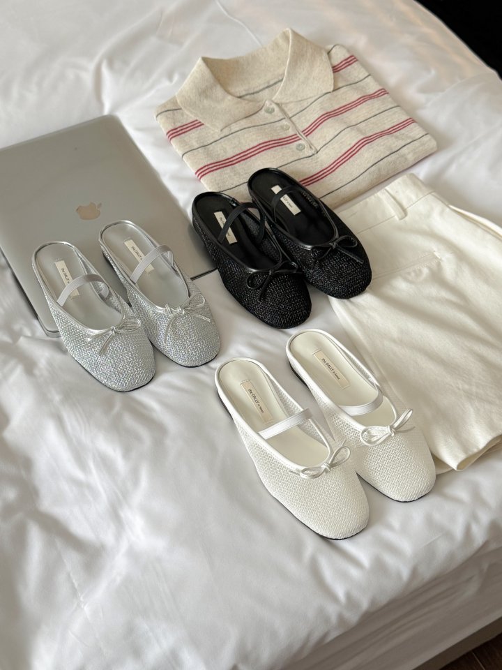 Vade - Korean Women Fashion - #restrostyle - Basic Mesh Bloafer Flat Ribbon   - 3