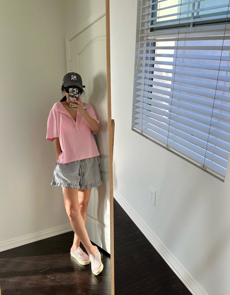 Via - Korean Women Fashion - #momslook - Button Loose Fit Tee - 10