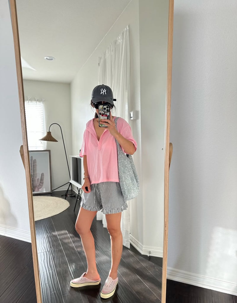 Via - Korean Women Fashion - #momslook - Button Loose Fit Tee - 12