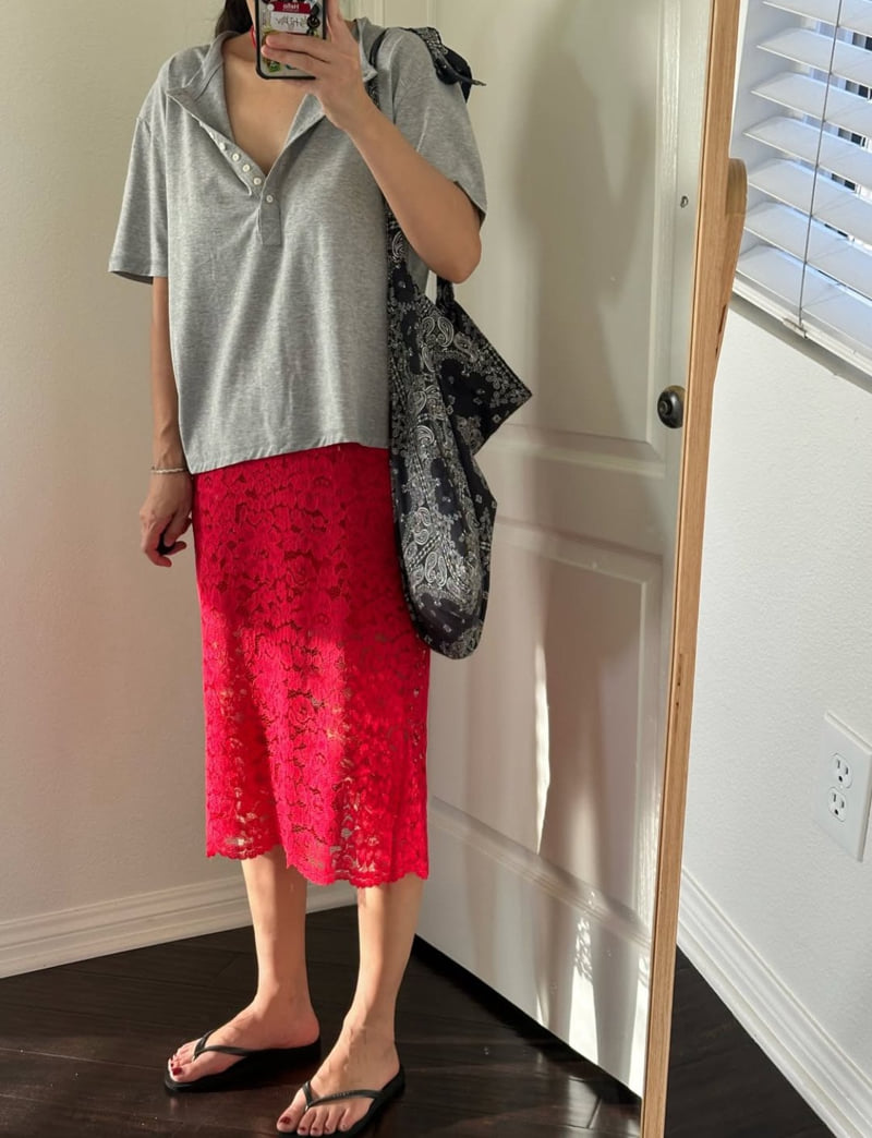 Via - Korean Women Fashion - #womensfashion - Button Loose Fit Tee - 5