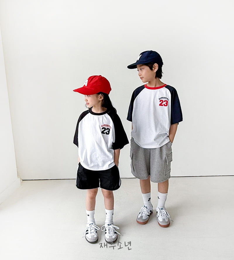 Witty Boy - Korean Children Fashion - #kidsshorts - Block Raglan Tee - 4