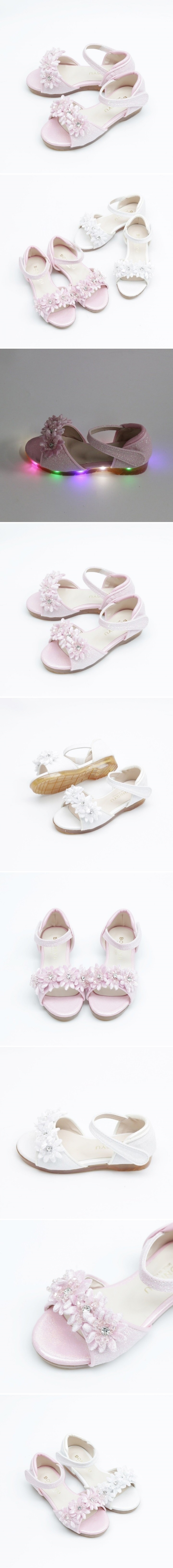 Woori Doori - Korean Children Fashion - #childofig - Love Flower Gem LED Sandals