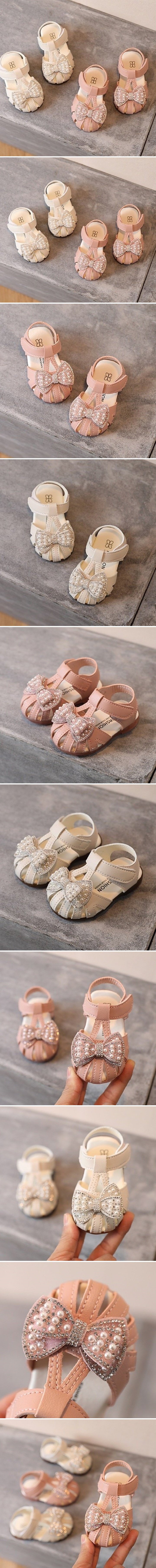 Woori Doori - Korean Children Fashion - #childrensboutique - 195 Double Pearl Ribbon Sandals