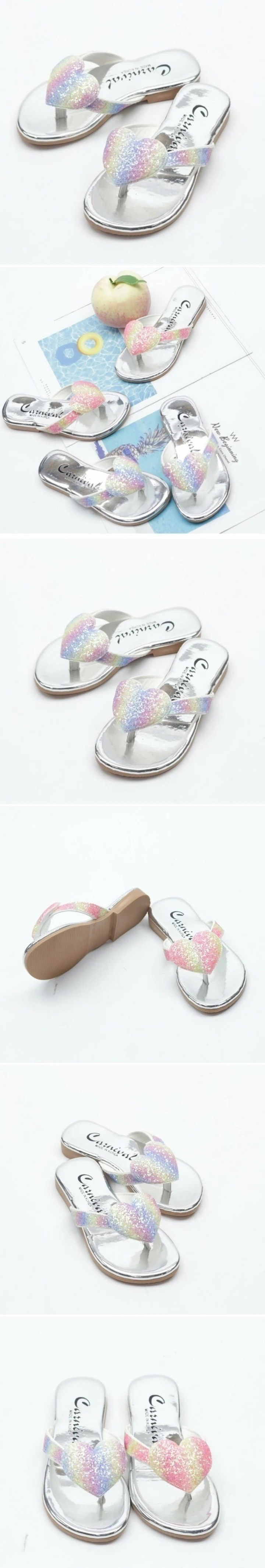 Woori Doori - Korean Children Fashion - #kidsshorts - CL Rainbow Heart Flip-Flops