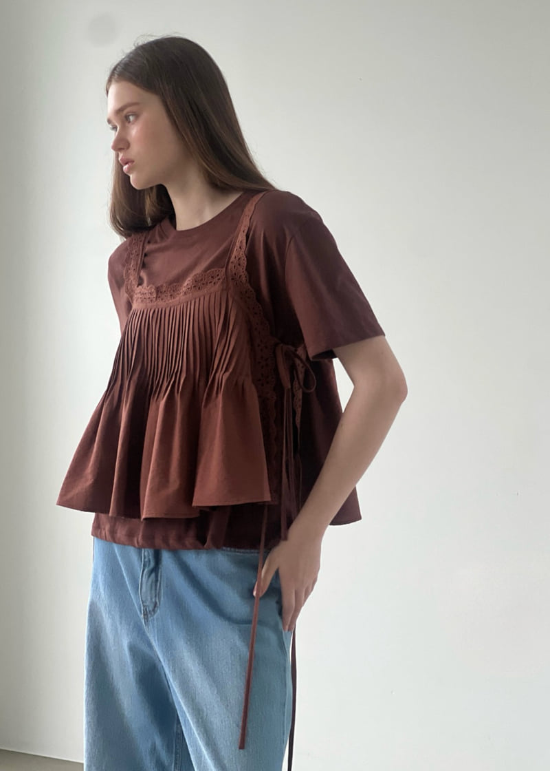 140 Avenue - Korean Women Fashion - #womensfashion - Pintuck Embroidered Top - 7