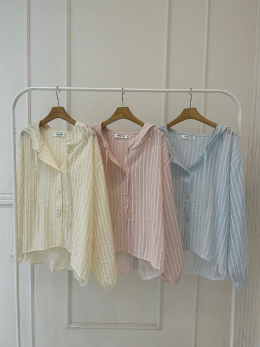 Open Stripe Hood Shirt Open Stripe Hood Shirt