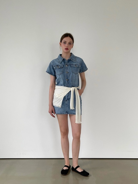 Short Sleeve Denim Jumpsuit Short Sleeve Denim Jumpsuit