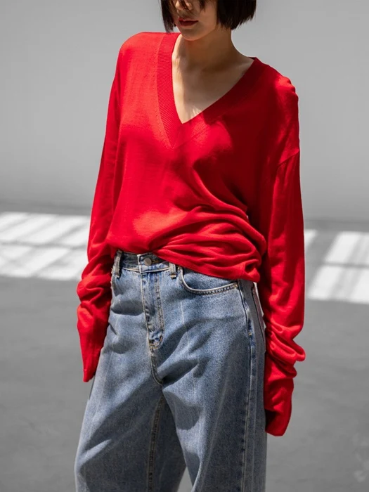 Wool-Silk V-Neck Knit