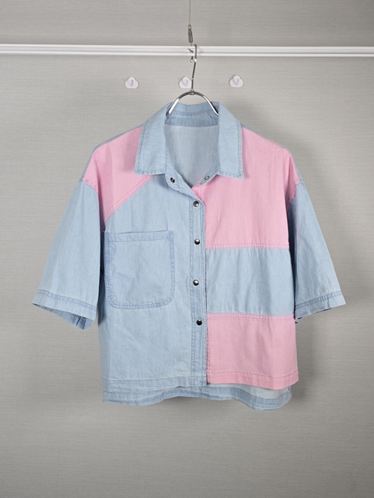 Mix Collar Denim Shirt Mix Collar Denim Shirt