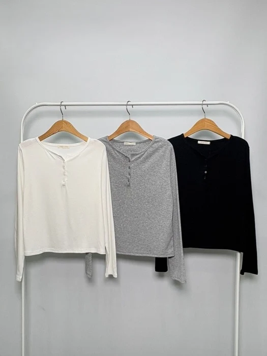 Ribbed Henley Long Sleeve Tee