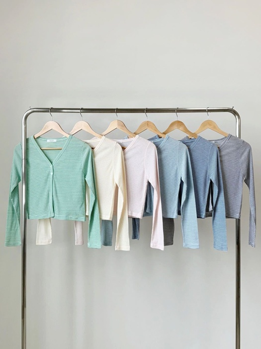 Button Stripe Cardigan