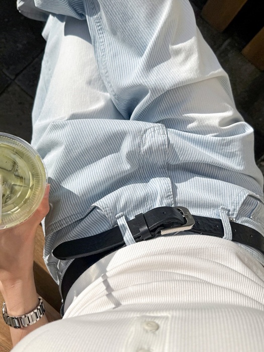 Summer Stripe Denim Wide Pants