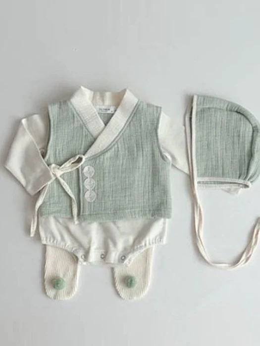 Baby Chuseok Boy Hanbok (Suit Vest Bonnet Set)