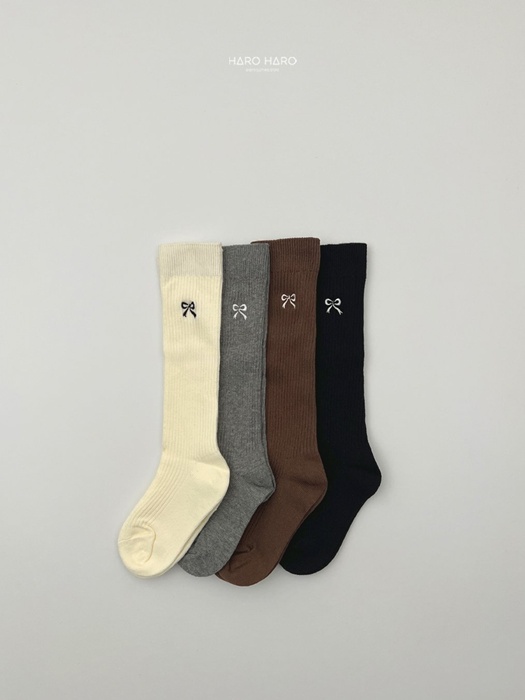 Ribbon Embroidered Knee Socks Ribbon Embroidered Knee Socks