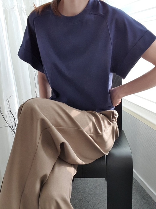 Mock Neck Rolled-Up Sweatshirt