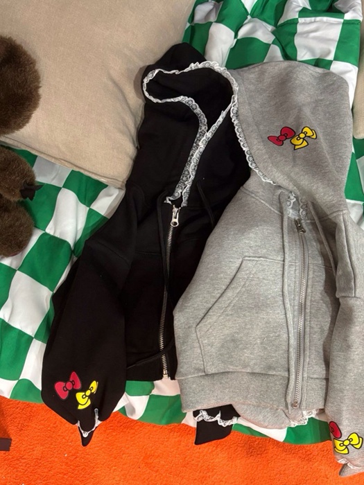 Double Ribbon Zip-up Hoodie Double Ribbon Zip-up Hoodie