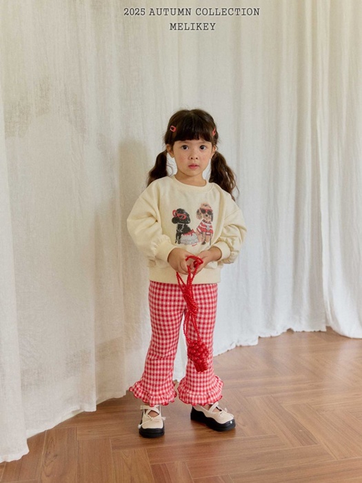 Mini Check Frill Bootcut Pants