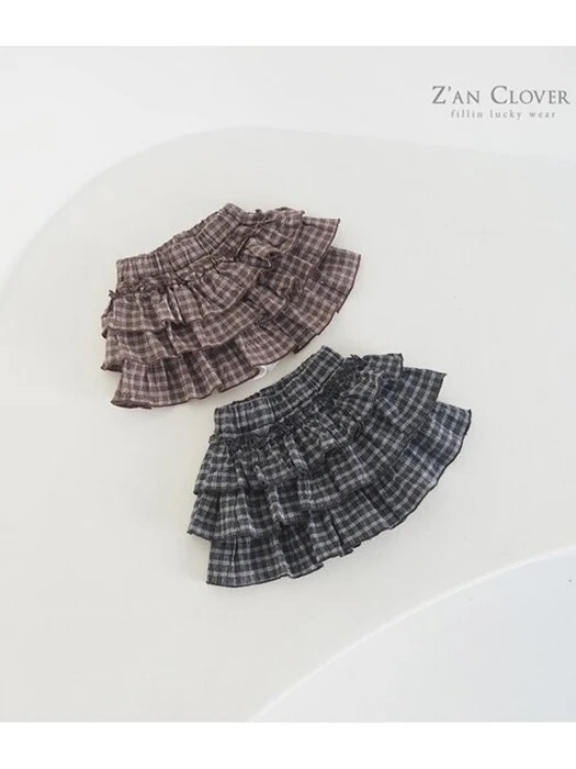 Cream Check Layered Skirt Cream Check Layered Skirt