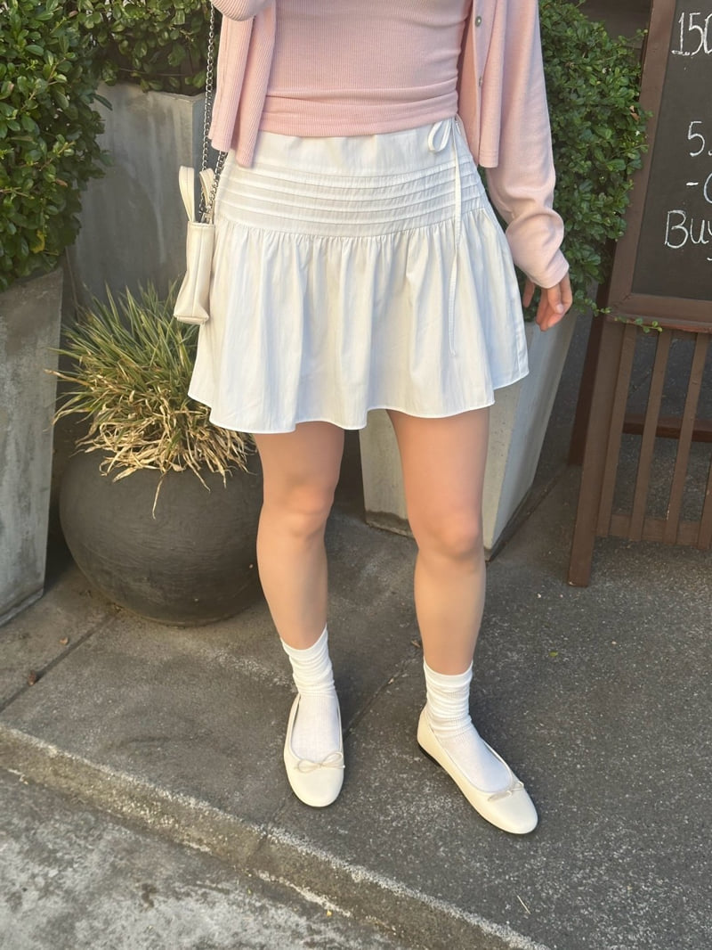 Afarrier - Korean Women Fashion - #momslook - Pin-tuck Shirring Skirt - 11