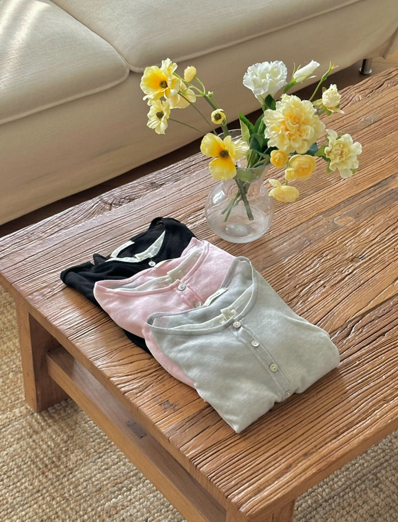 Afarrier - Korean Women Fashion - #momslook - Boat Neck Contrast Cardigan