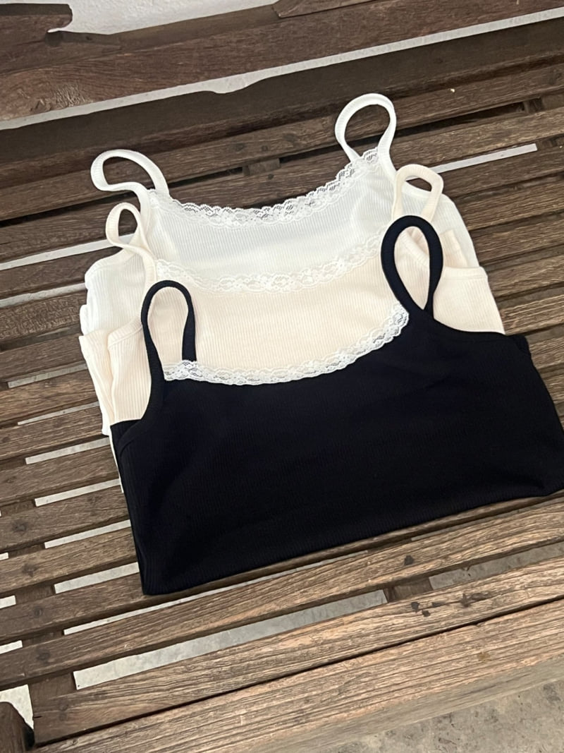 Afarrier - Korean Women Fashion - #momslook - Lace Ribbed Sleevelss - 11