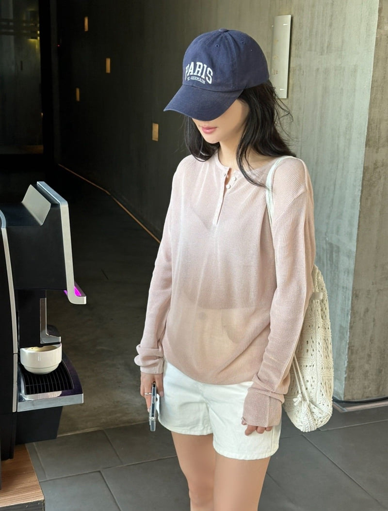 Afarrier - Korean Women Fashion - #shopsmall - Henley Neck Knit - 12