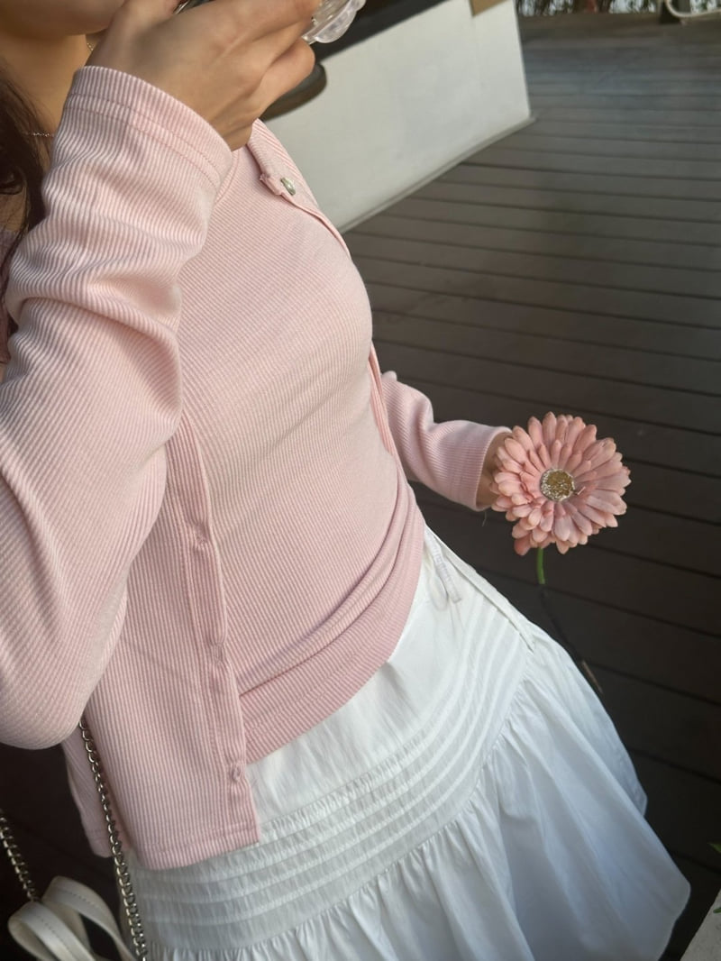 Afarrier - Korean Women Fashion - #womensfashion - Bebe Ribbed Cardigan Set - 3