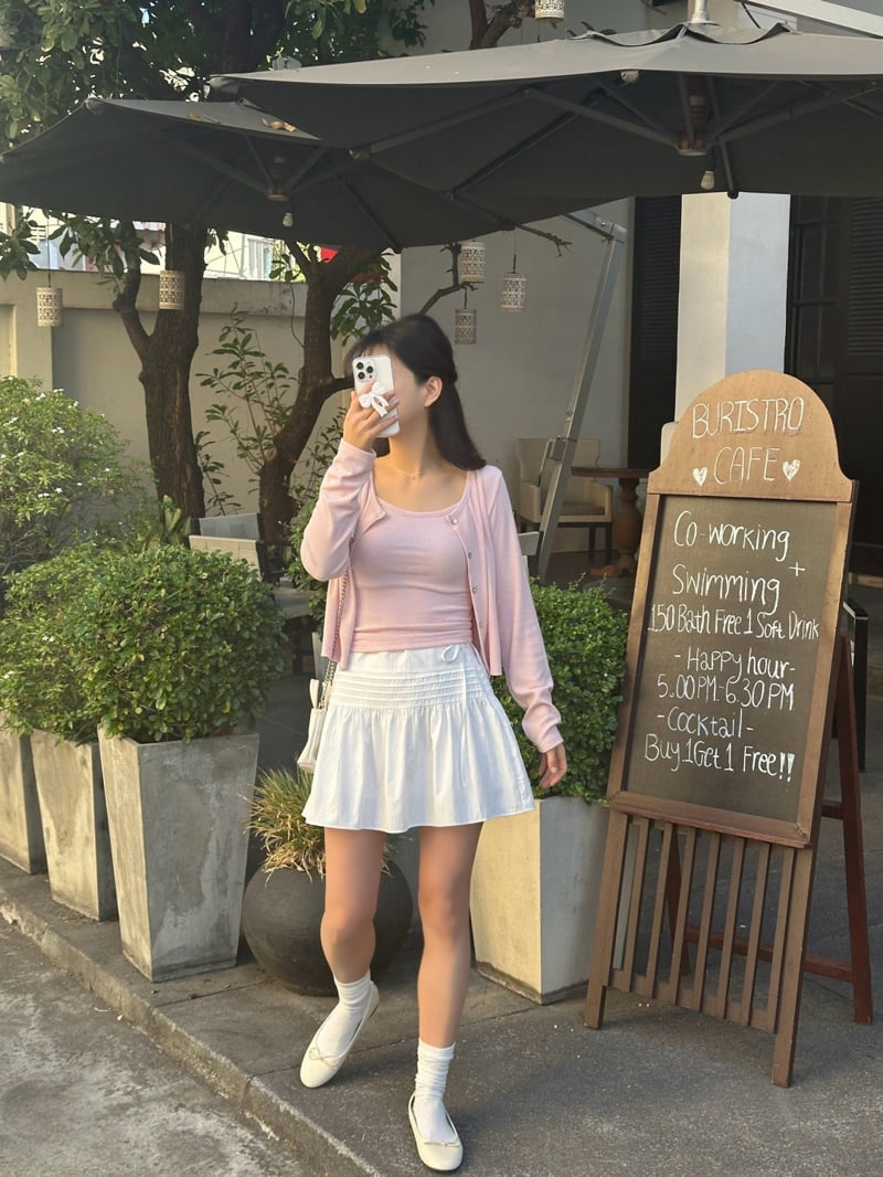 Afarrier - Korean Women Fashion - #womensfashion - Bebe Ribbed Cardigan Set - 5