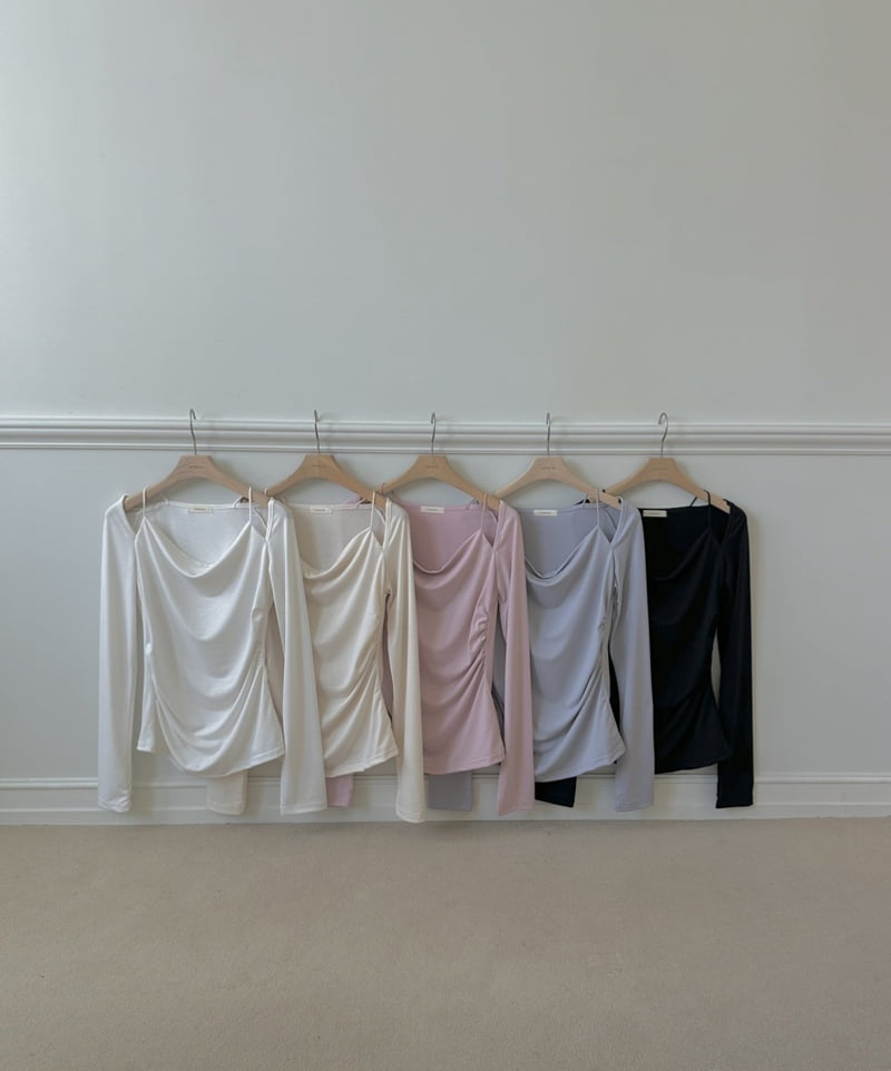 Afarrier - Korean Women Fashion - #womensfashion - Suzy Shirring Tee