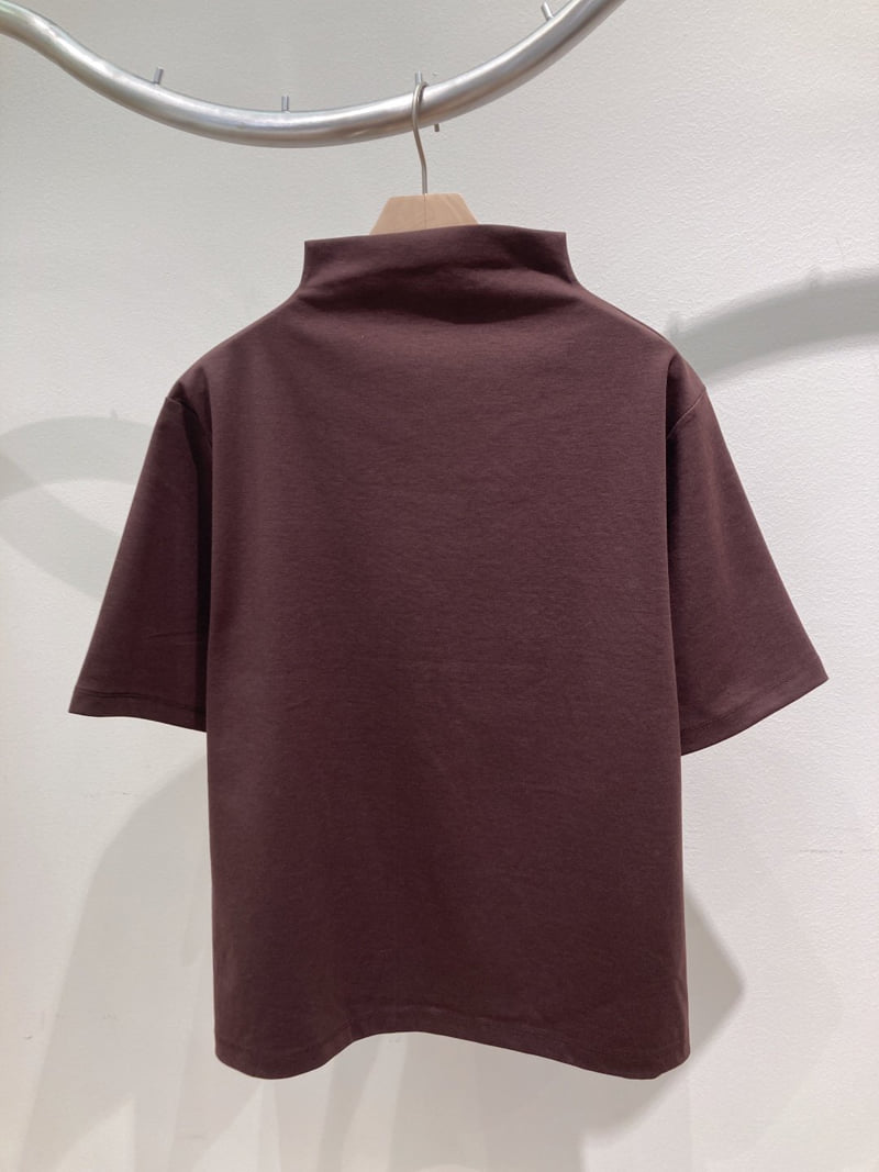 Allu - Korean Women Fashion - #momslook - Mock Neck Short Sleeve Tee - 7