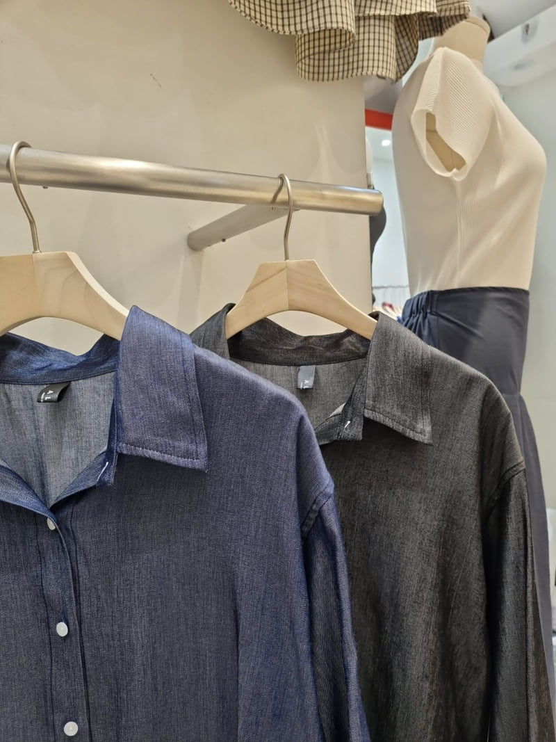 Allu - Korean Women Fashion - #shopsmall - Tencel Denim Shirt - 2