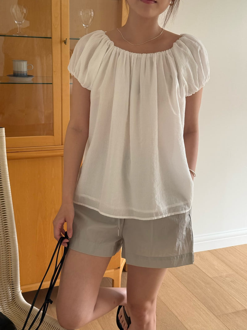 Amygrace - Korean Women Fashion - #pursuepretty - Off-Shoulder Puff Blouse - 3
