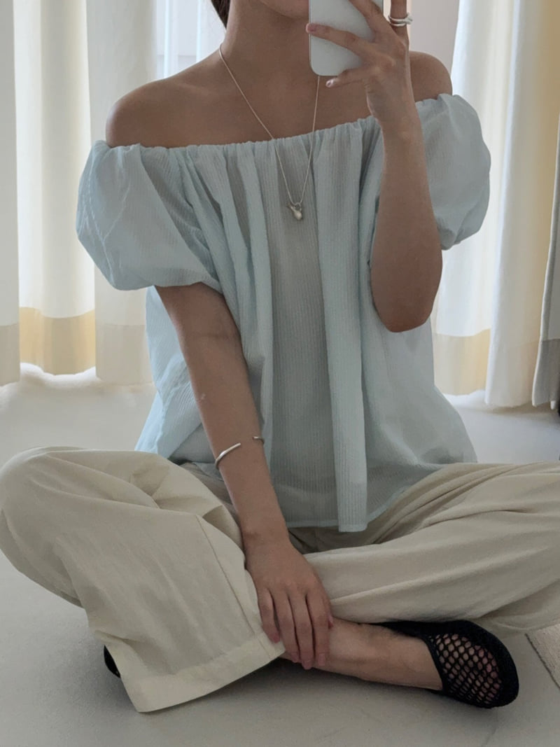 Amygrace - Korean Women Fashion - #pursuepretty - Off-Shoulder Puff Blouse - 4
