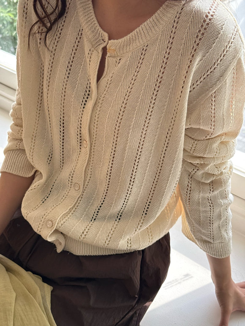 Amygrace - Korean Women Fashion - #romanticstyle - Amalfi Open-Knit Linen Cardigan - 4
