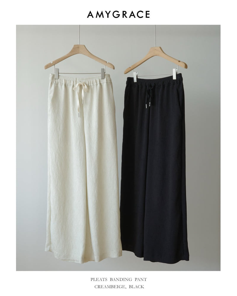 Amygrace - Korean Women Fashion - #vintagekidsstyle - Pleated Banding Pants