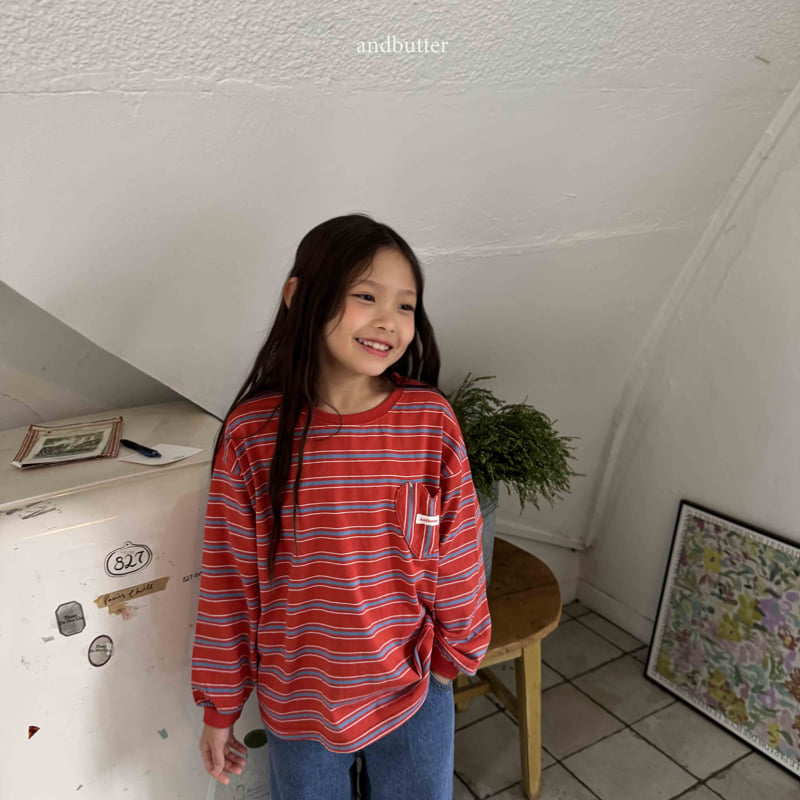 Andbutter - Korean Children Fashion - #childofig - Love Stripe Tee - 4