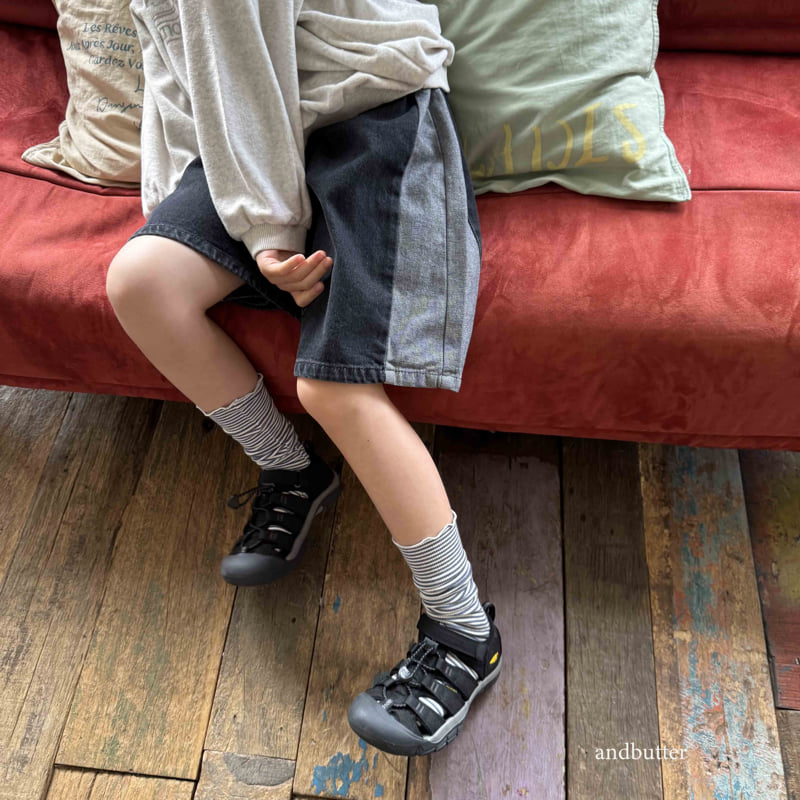 Andbutter - Korean Children Fashion - #littlefashionista - Dark Mix Denim Pants - 3