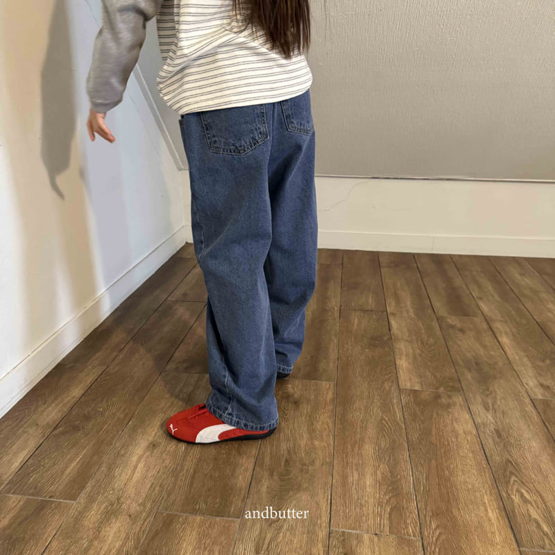 Andbutter - Korean Children Fashion - #toddlerclothing - Cross X Denim Pants - 9