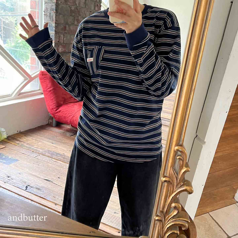 Andbutter - Korean Women Fashion - #momslook - Love & Stripe Tee (Mom) - 10